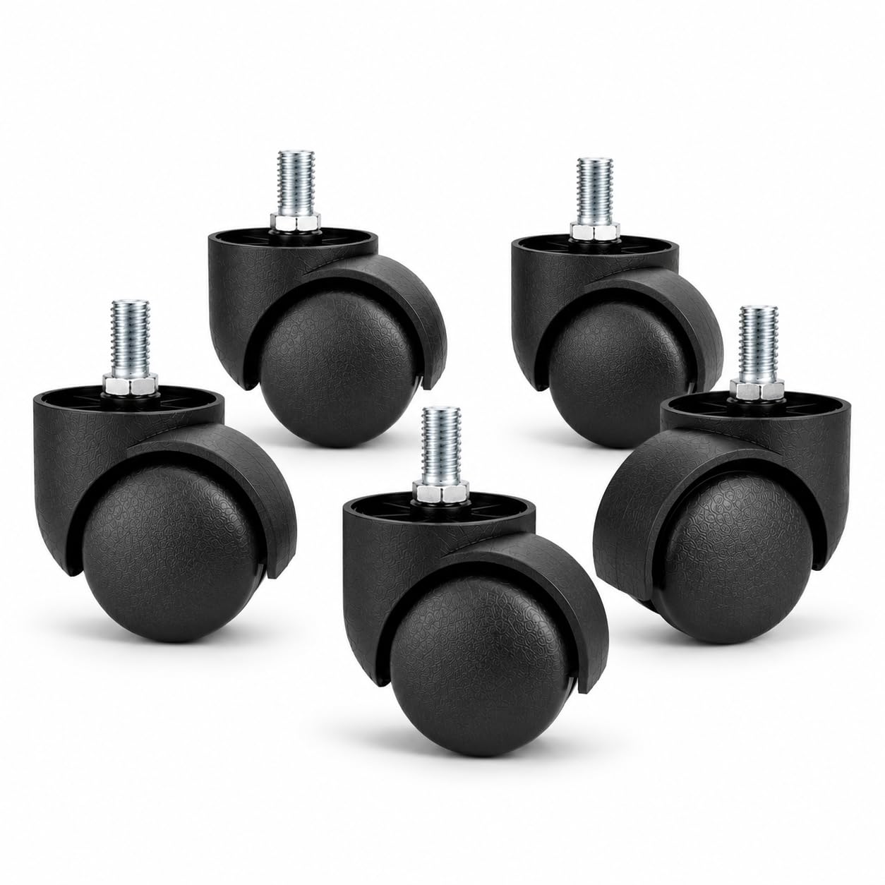 Heavy Duty Thread Type Nylon Office Chair Wheels – Set of 5 Black Casters with 250 kg Load Capacity – Enhance Chair Mobility! (kursee ke pahiye) (कुर्सी के पहिये) Heavy Duty Thread Type Nylon Office Chair Wheels – Set of 5 Black Casters with 250 kg Load Capacity – Enhance Chair Mobility! (kursee ke pahiye) (कुर्सी के पहिये)