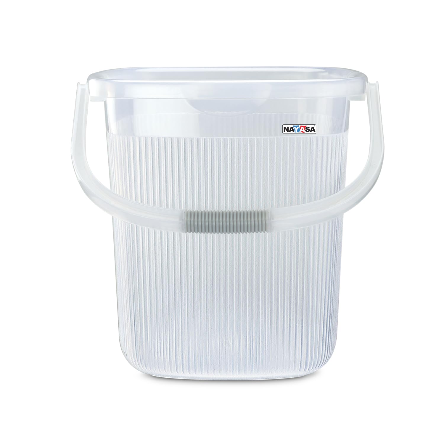 Nayasa Rimmy Plastic Bucket Set for Bathroom | 25 Liters Bucket & 1.5 Liters Mug | Bathroom Set of 3 | Bathroom Accessories Set | Bathroom Bucket Set | Bucket and Mug with Stool | Transparent
