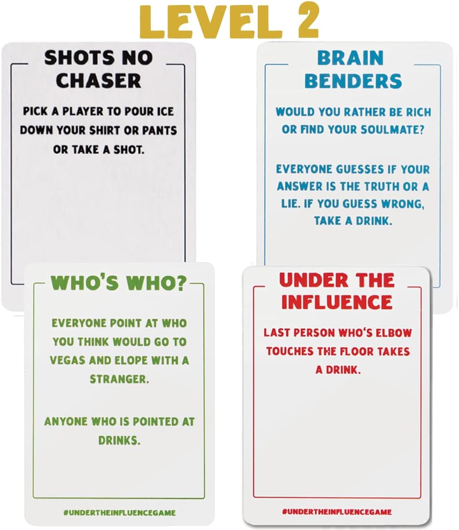 Buy Under The Influence Drinking Games for Adults Party - 200 Cards - Card  Games for Adults - Party Games - Adult Games for Game Night - Game for  Parties to Get