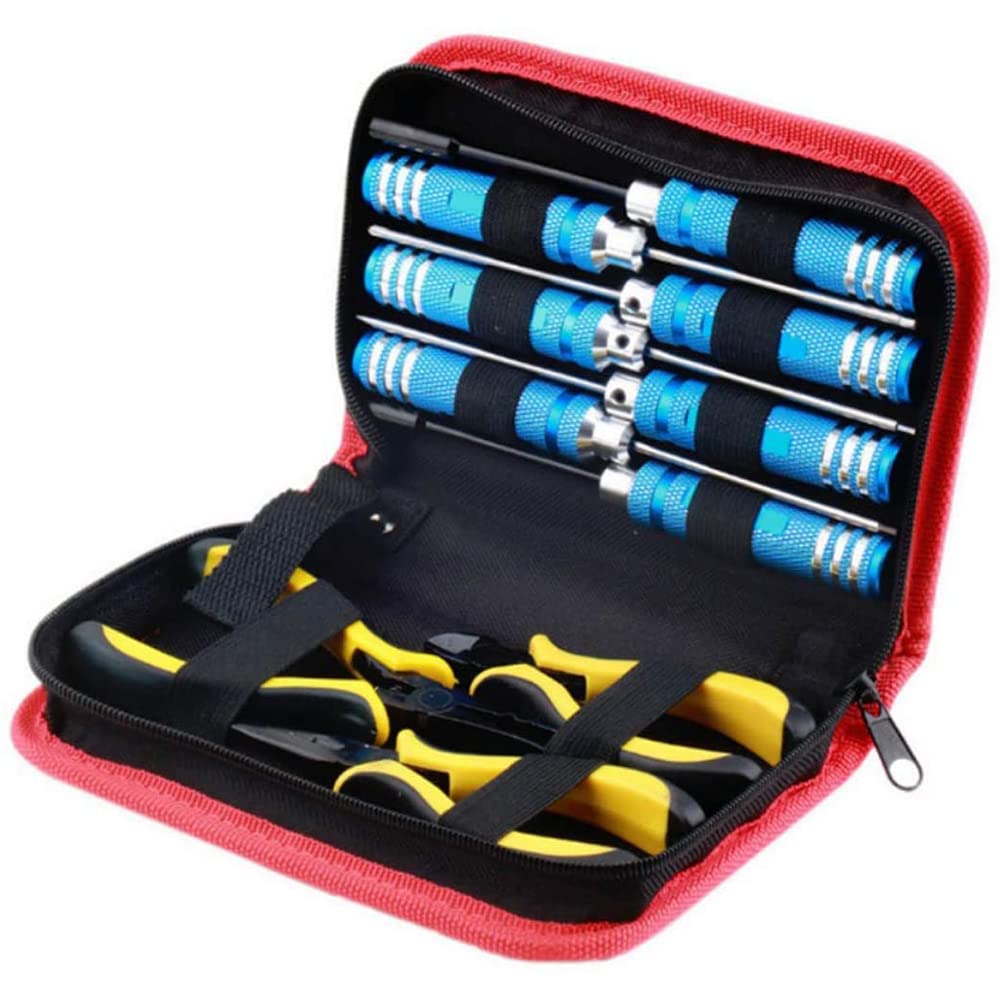 Kit d'outils 10 en 1 pour télécommandé, tournevis, pince, manchon hexagonal, kit de réparation pour voiture, bateau, quadricoptère, hélicoptère, modèles multirotors