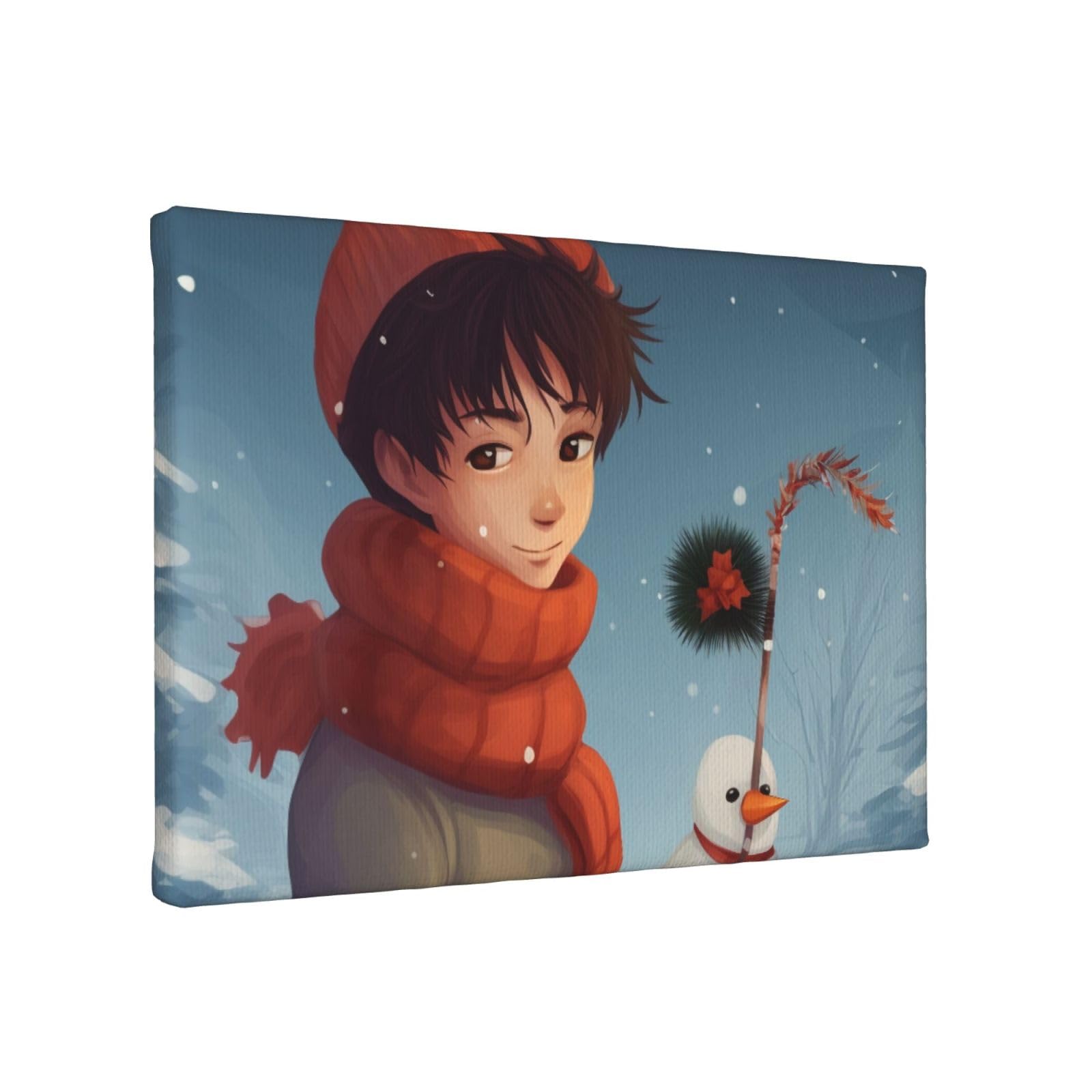 YKLJG Merry Christmas cartoon Printed Wall Art Canvas Painting 30x20 CM Wooden Framed Picture Painting Artwork Prints for Bedroom Kitchen Home Office Decor