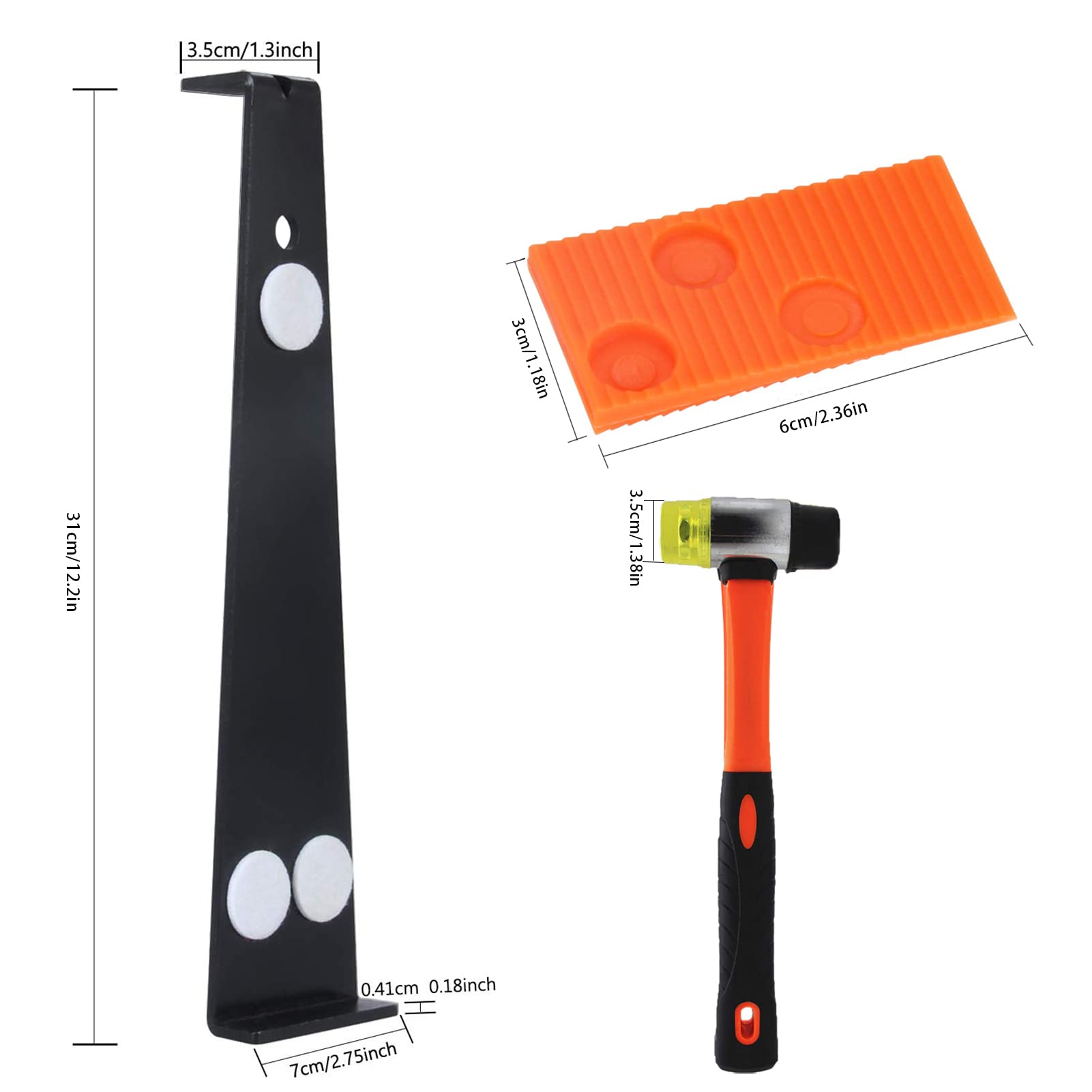 Strumenti per pavimenti in laminato, kit di attrezzi per pavimenti in laminato, kit di installazione per pavimenti in legno con martello rinforzato a doppia faccia, barra di trazione