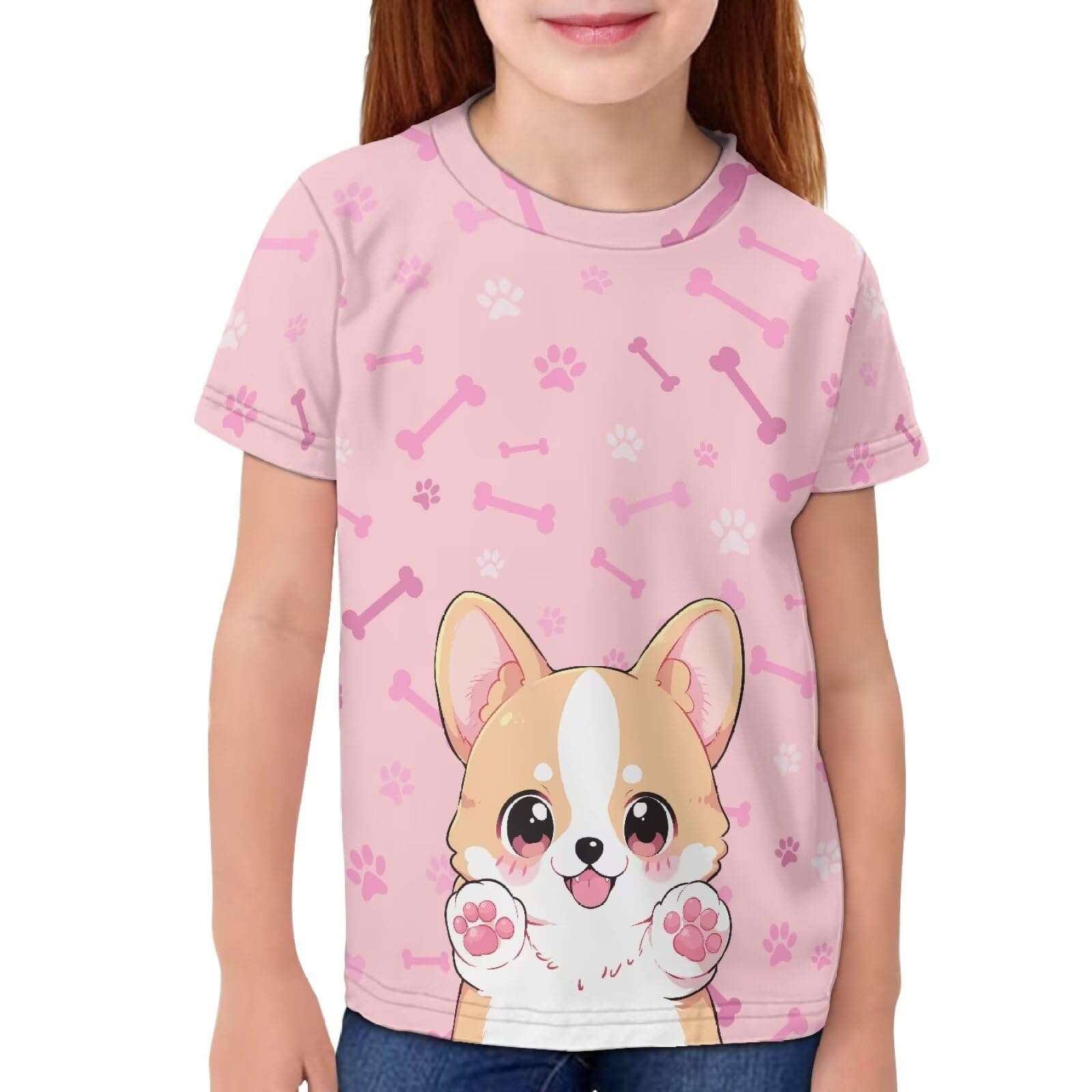 JEOCODY Boys Girls Graphic Tees Funny 3D Printed Short Sleeve T-Shirts 3-16T
