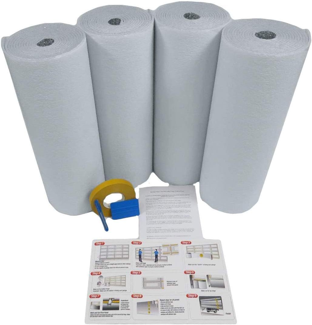 Ant NASA TECH White Reflective Foam Core 2 Car Garage Door Insulation Kit 18 Ft (Wide) x 8 Ft (HIGH) R Value 8.0 Made in USA New and Improved Heavy Duty Double Sided Tape (Also FITS 18 X 7)