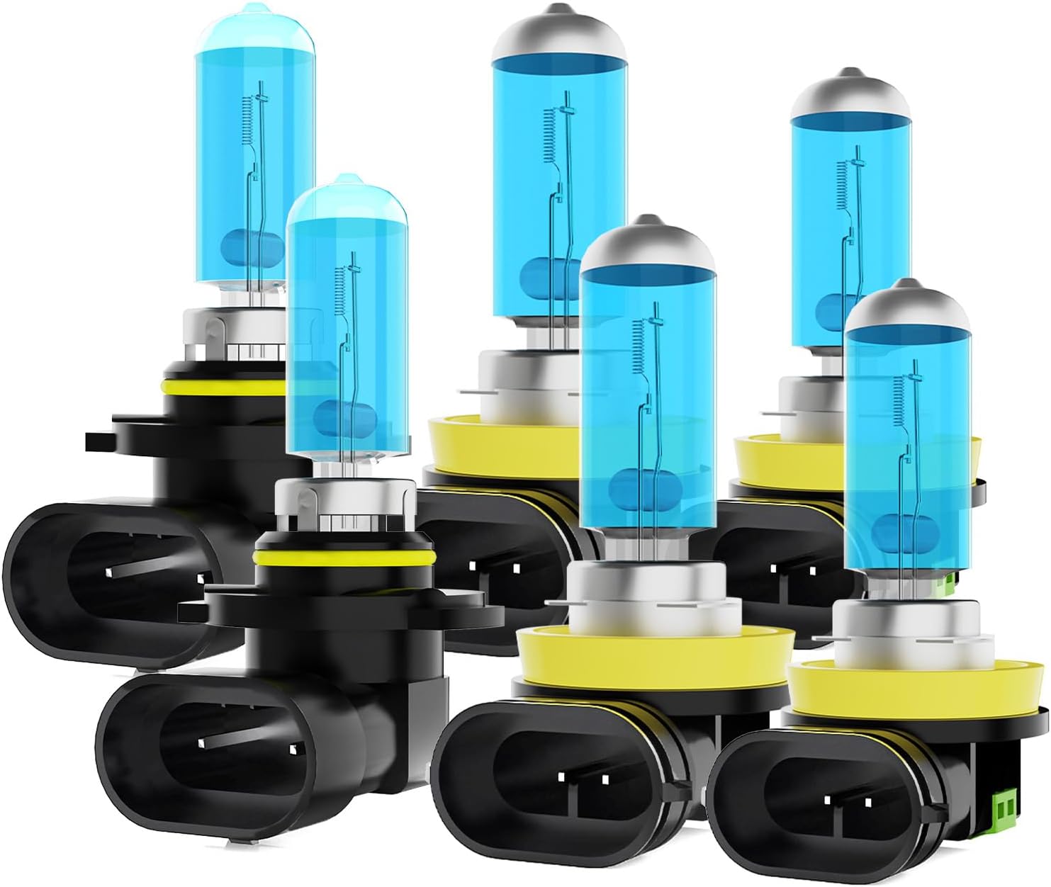 Headlights Fit for Ford Ranger 2019-2022 Halogen Headlight Bulbs, 9005 High Beams H11 Low Beams h11 Fog Lights, High Power 6000K White Light, Pack of 6