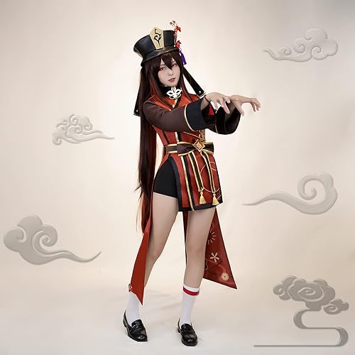 Miniatura 2 de CR ROLECOS Genshin Impact - Disfraz para cosplay de Hu Tao, traje para cosplay de HuTao, uniforme de fiesta de Halloween con sombrero, talla XL