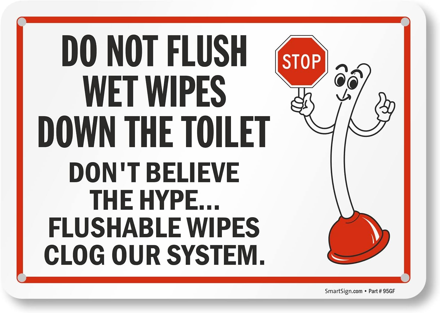 SmartSign 7 x 10 inch “Do Not Flush Wet Wipes Down The