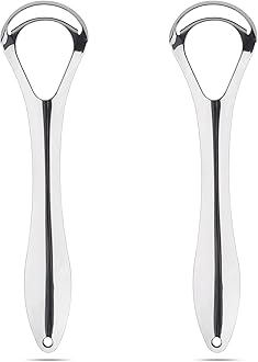 Srnede Tongue Scraper for Adults Tongue Cleaner Oral Care Aids in Fresh Breath Reduce Bad Breath Metal Tongue Scrapers Stainless Steel with Travel Case 2 Pack