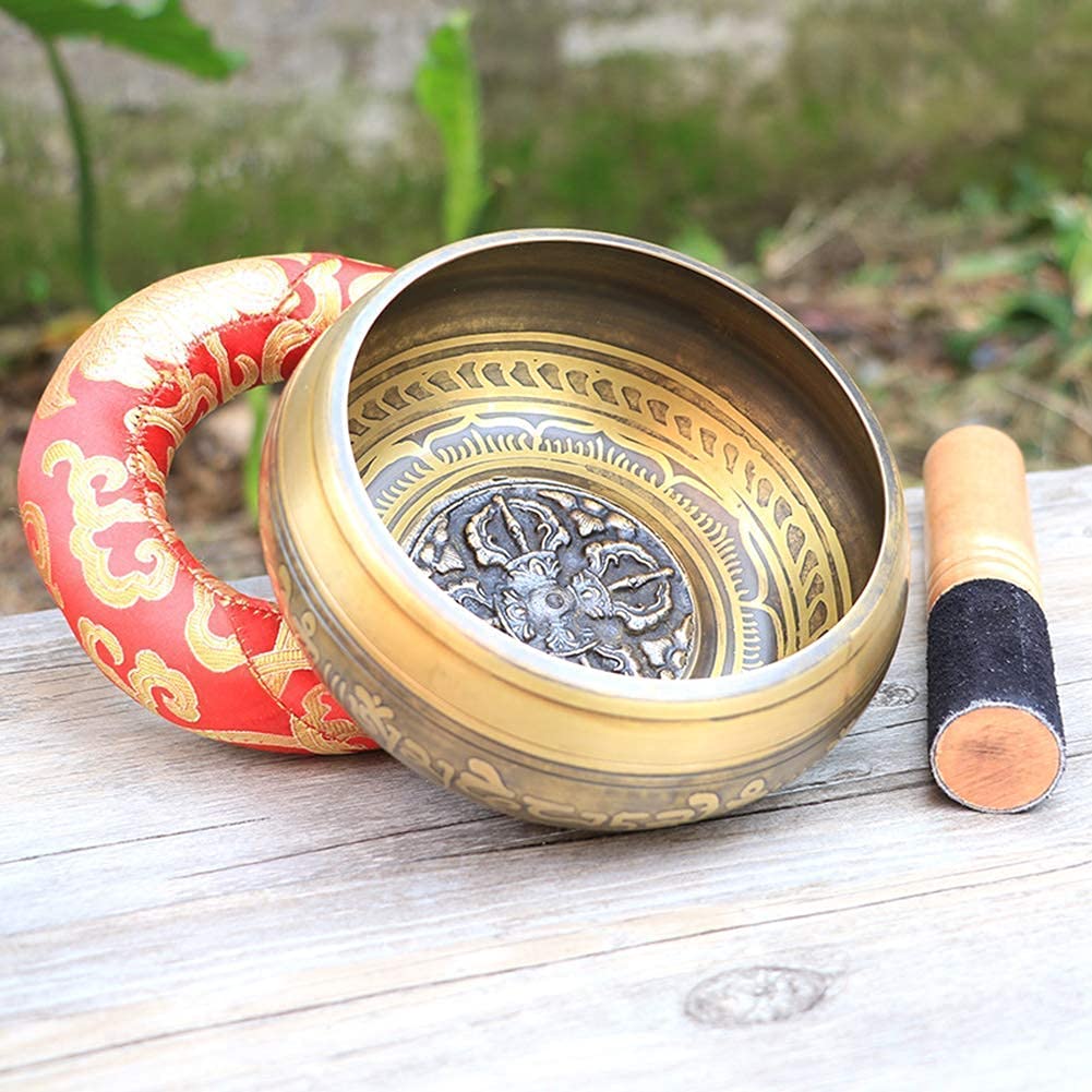 Ciotola Tibetana Per Meditazione - Hand Hammered Con Custodia E Bastoncino, Per Relax E Mindfulness