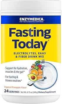 Enzymedica, Fasting Today, Intermittent Fasting Drink Mix with Electrolyte Powder Supplement for Hydration Keto Friendly, Tropical Pineapple Flavor, 24 Servings Enzymedica, Fasting Today, Intermittent Fasting Drink Mix with Electrolyte Powder Supplement for Hydration Keto Friendly, Tropical Pineapple Flavor, 24 Servings