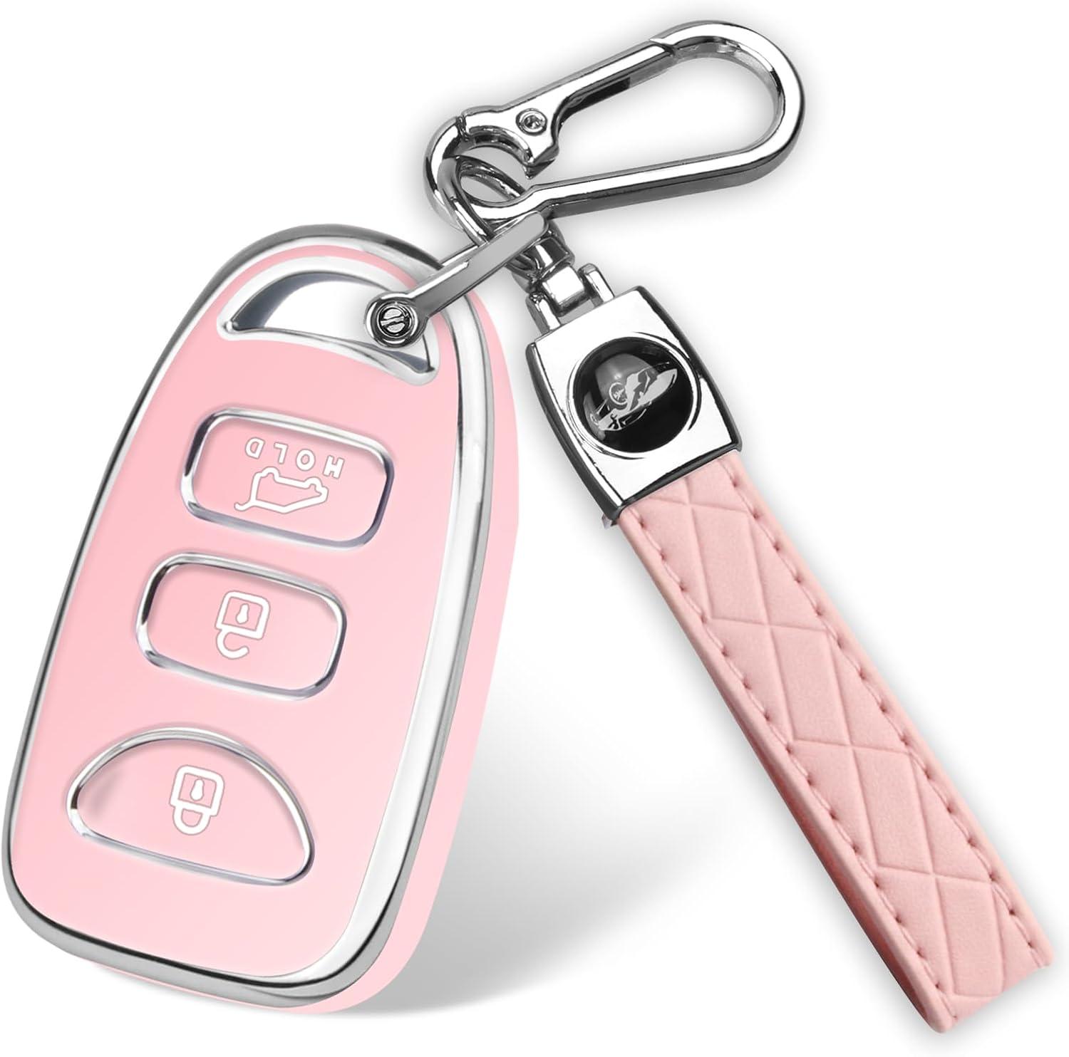 QBUC for Hyundai Key Fob Cover with Keychain，Compatible with Hyundai Elantra Sonata Accent Tucson Kia Forte Optima Rondo Sorento Spectra Genesis 4 Buttons Old Smart Key