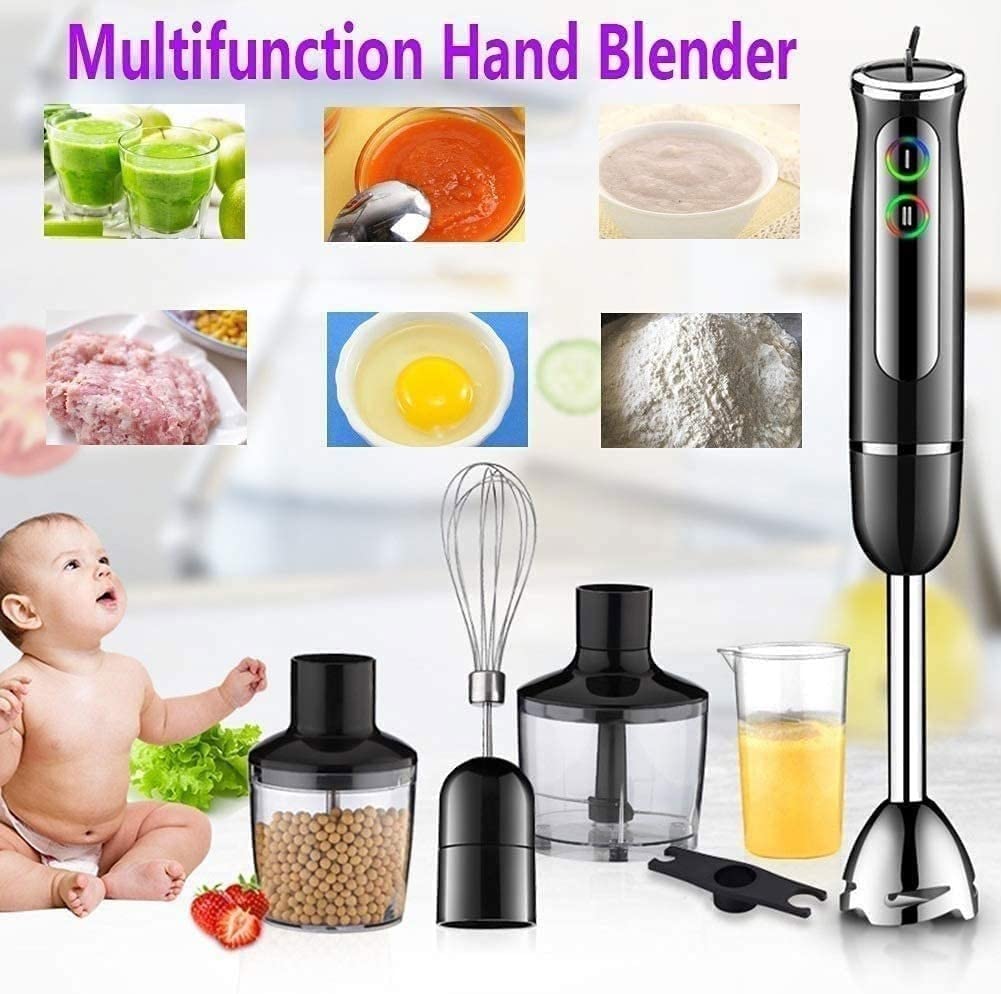 Blender ręczny, blender ręczny 4 w 1, ręczny blender ręczny ze stali nierdzewnej, narzędzie kuchenne, idealny do zup, koktajli, przecierów, jedzenia dla niemowląt