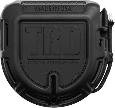 Atwood Rope MFG Tactical 550 Paracord Parachute Cord Rope Dispenser Black 50ft Spool TRD | Cutting Blade, Belt Clip, Cord Grip, View Port, Integrated Ruler