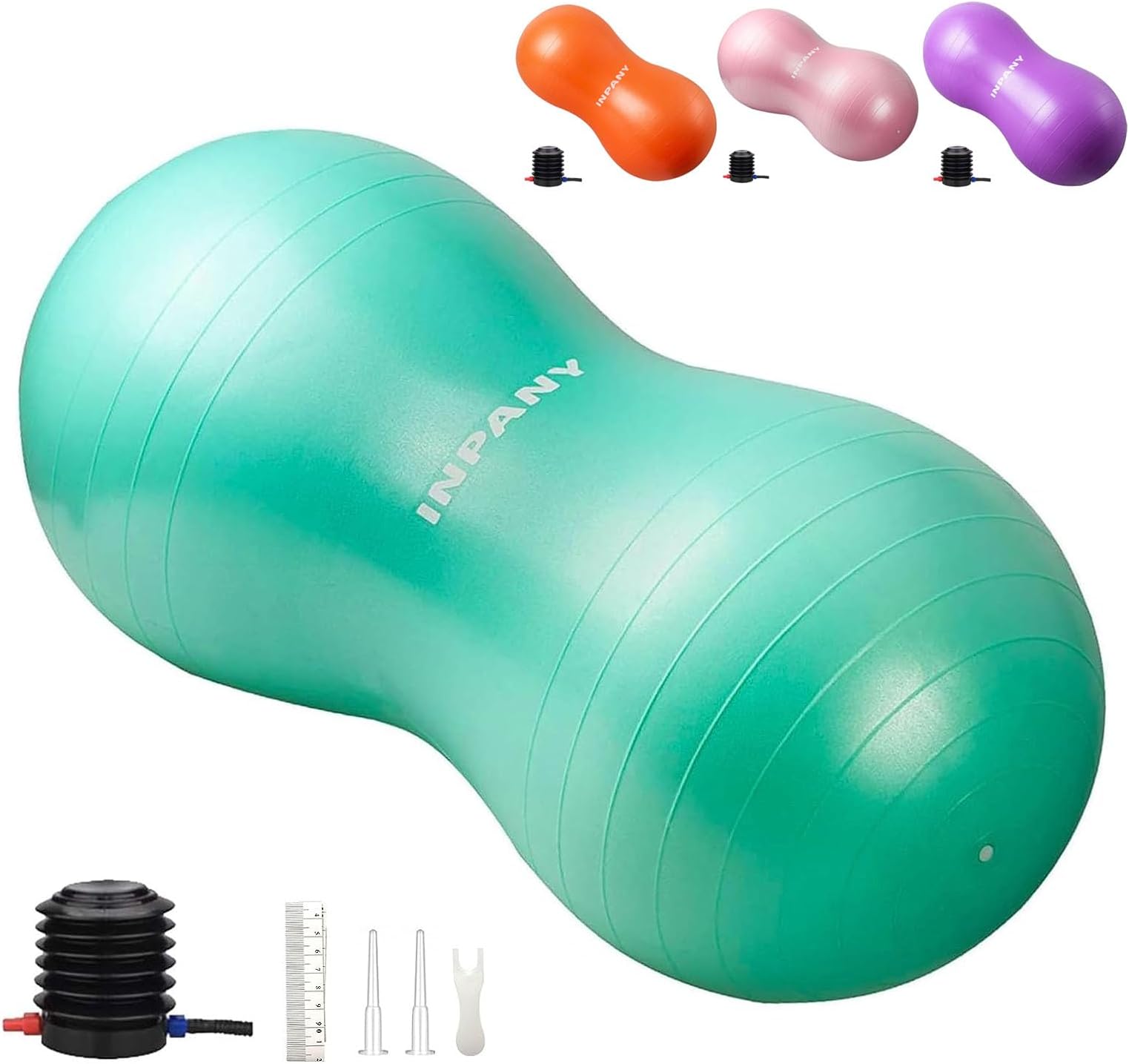 Inpany Peanut Ball - Anti Burst Exercise Ball for Labor Birthing, Physical Therapy for Kids, Core Strength, Flexible Seating, Home & Gym Fintness, Sensory Chair Wiggle Seat for Boys and Girls