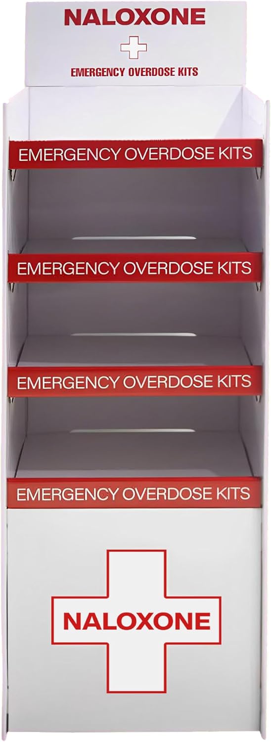 Naloxone Cardboard Floor Distribution Stand | Alternative to a Naloxone Vending Machine
