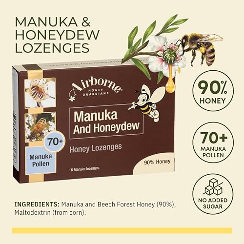 Miniatura 2 de Airborne (Nueva Zelanda) Pastillas de miel de manuka y miel (16 x 0.1oz)