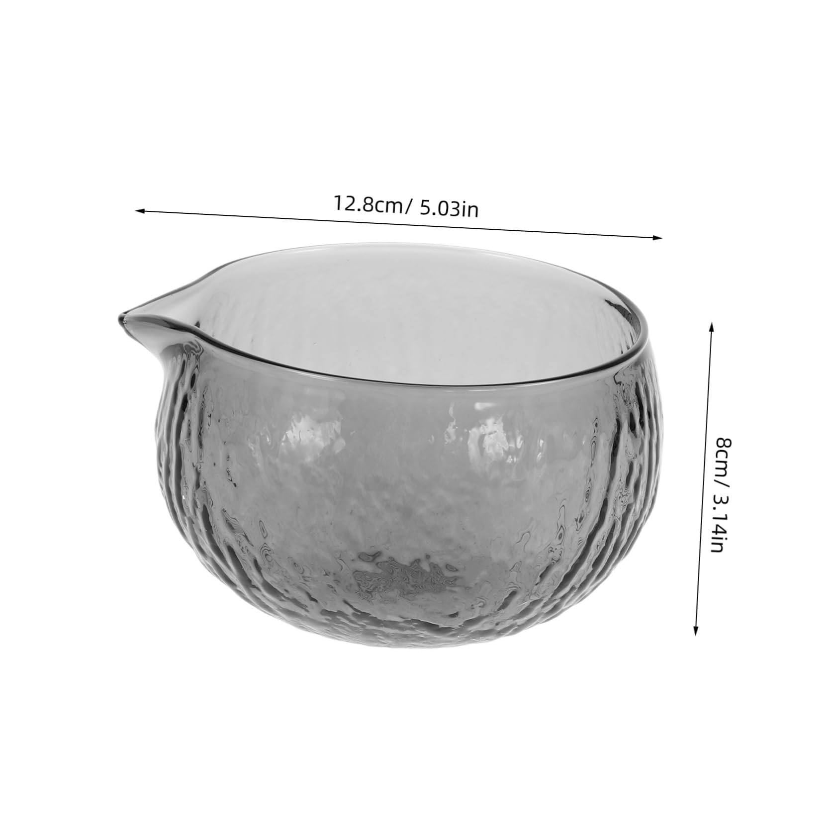 FELTECHELECTR Hammered Glass Japanese Matcha Tea Bowl with Spout Traditional Teaware for Chinese Tea Ceremony Elegant Glass Matcha Cup for