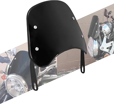 Motorcycle Headlight Windshield Wind Deflector Windscreen Universal Fit for Harley Yamaha Suzuki Black