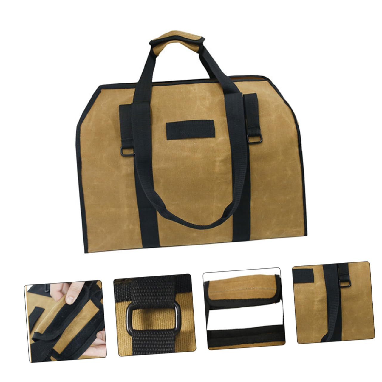 Zerodeko Borsa per Legna Resistente al Fuoco in Tela Maniglie e Cerniera, Borsa per Carbone e Legna da Ardere per Uso Esterno e Campeggio