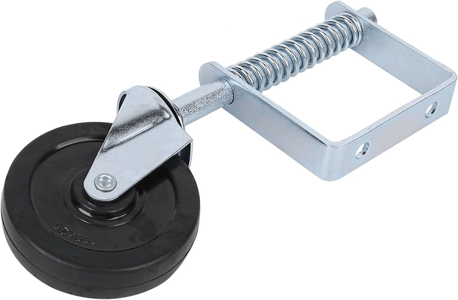 Bewinner1 Spring Gate Wheel, 4" Heavy Duty Rubber Gate Caster Spring Loaded Swivel Caster Heavy Duty, Load Capacity 100Kg/ 220lbs