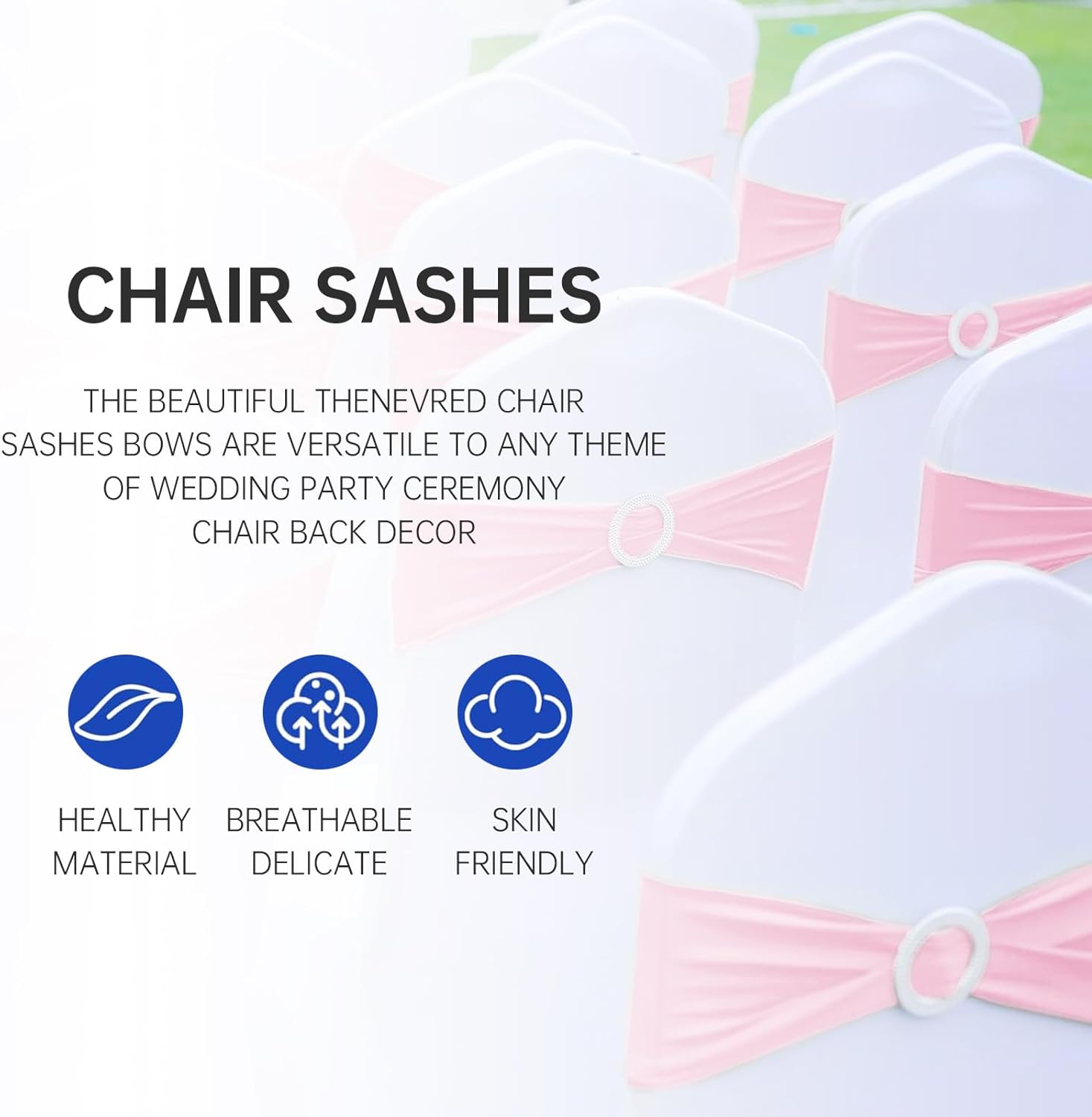 Pack of 50 Spandex Chair Sashes Bow Premium Stretch Chair Cover Band with Buckle Slider Universal fits Elastic Dining Chair Ties for Wedding Party Banquet Events Decoration - Pink