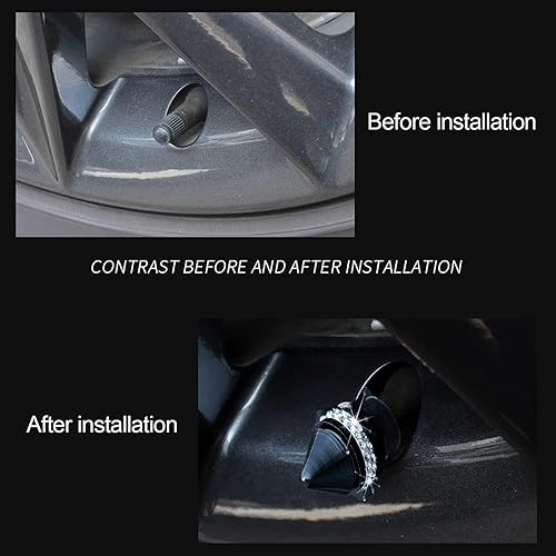 Miniatura 2 de Tapas de válvula de neumático de automóvil, 4 piezas hechas a mano con diamantes de imitación de cristal universales de aleación de aluminio para