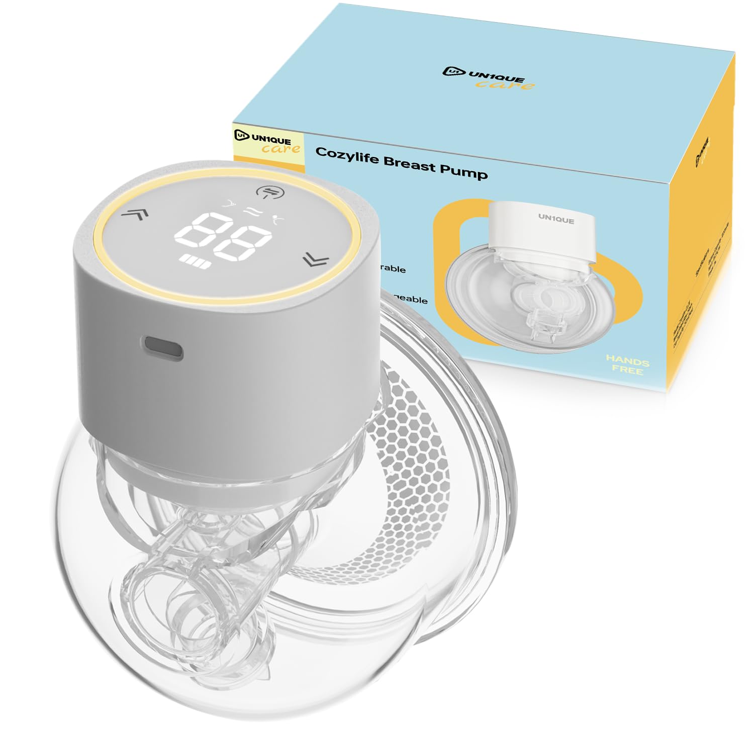 UN1QUE Wearable Breast Pump for Feeding Mothers, Hands Free| BPA Free| Electric Breast Pump 1200mAh Battery, 200ml Milk Cup, 3 Modes & 9 Levels| Smart Display| 1 Year Warranty Breast Feeding Pump-image-13