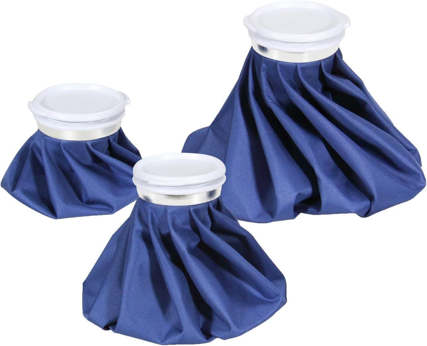 Ice Bags for Injuries Reusable: Ohuhu 3 Packs Ice Cold Packs Ice Bag Hot Water Hot & Cold Therapy Pain Relief for Knee Leg Injury No-Leak Breathable Waterproof Ice Bags 3 Sizes 6″/9″/11″, Blue