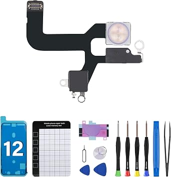 for iPhone 12 Flash Light Replacement Module OEM Flashlight Flex Cable Flash Connector Assembly with Repair Fix Tools Kit with Waterproof Sticker and Screwdrivers for A2172 A2402 A2403 A2404