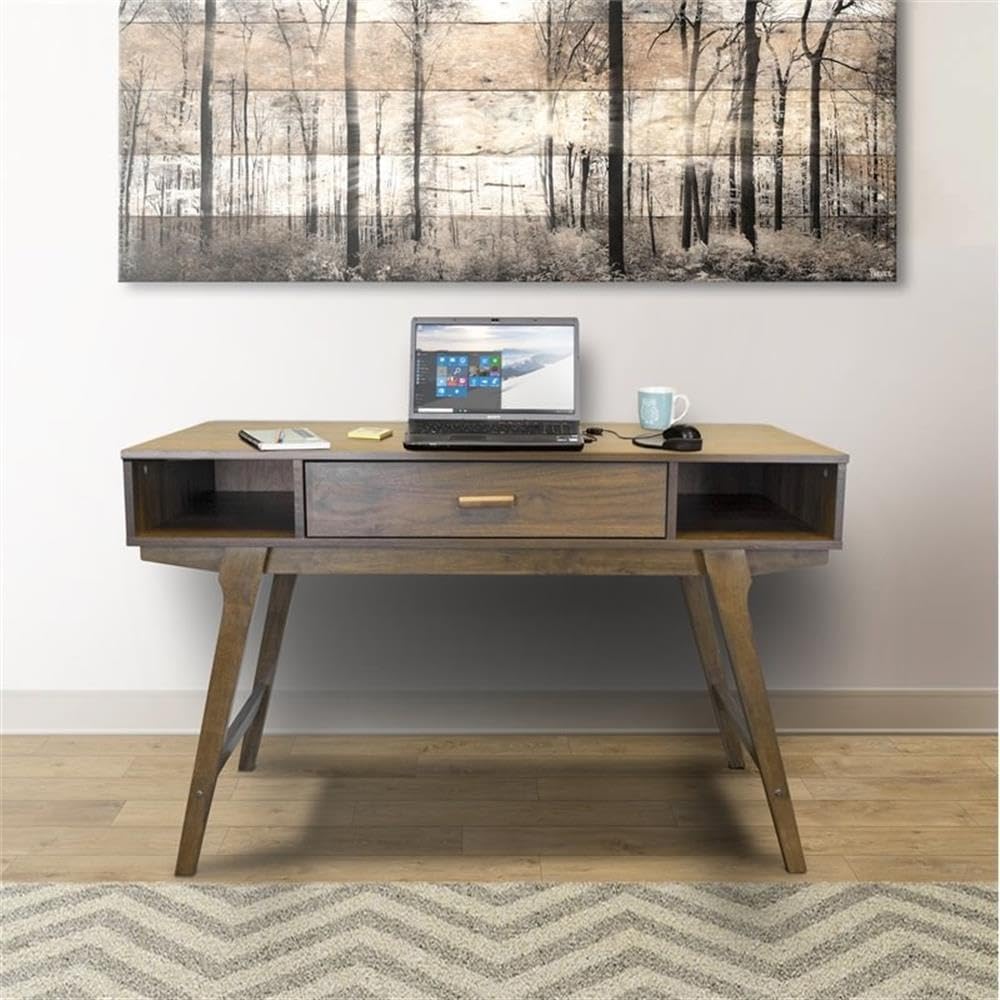 Mid Century Danish Walnut Wood Desk with Drawer