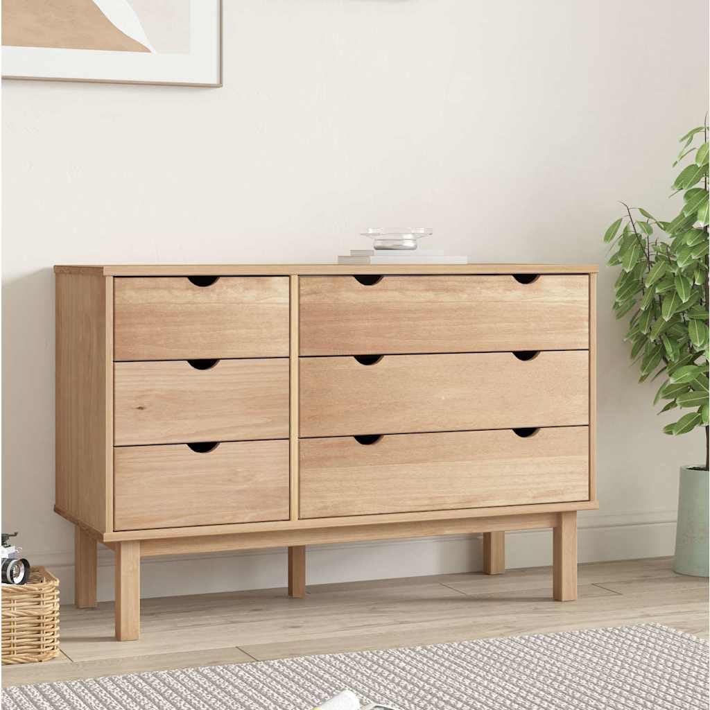 vidaXL Cómoda Cajonera Almacenamiento Organizador Mueble Dormitorio Cocina Entrada Aparador Armario Decoración de Madera Maciza de Pino