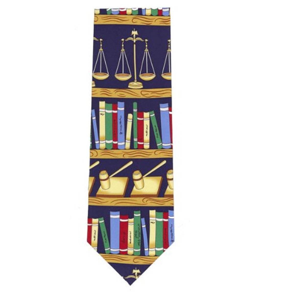 The Tie Studio Men's Multicoloured Novelty Silk Tie - Law Books, Gavel & Scales Of Justice