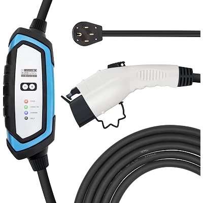 BougeRV Level 2 EV Charger (240V, 32A, 25FT) Portable EV Charging Cable EVSE Electric Vehicle Charger with NEMA 14-50P