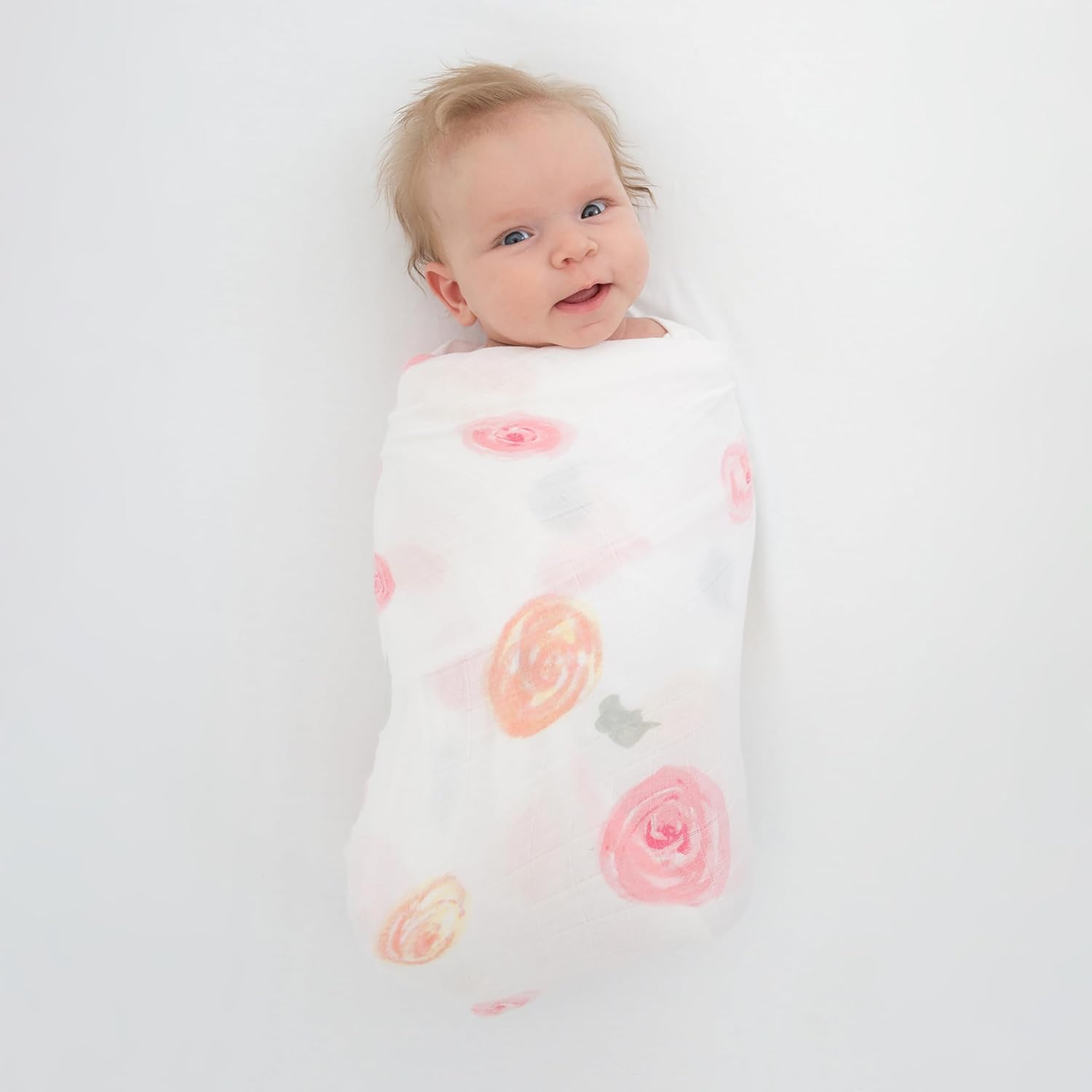 Amazing Baby Muslin Swaddle Blankets for Baby Girls, Newborn Receiving Blanket, 100% Cotton Baby Swaddle Wrap, Set of 3, XLarge 46x46 inches, Watercolor Bliss, Pink