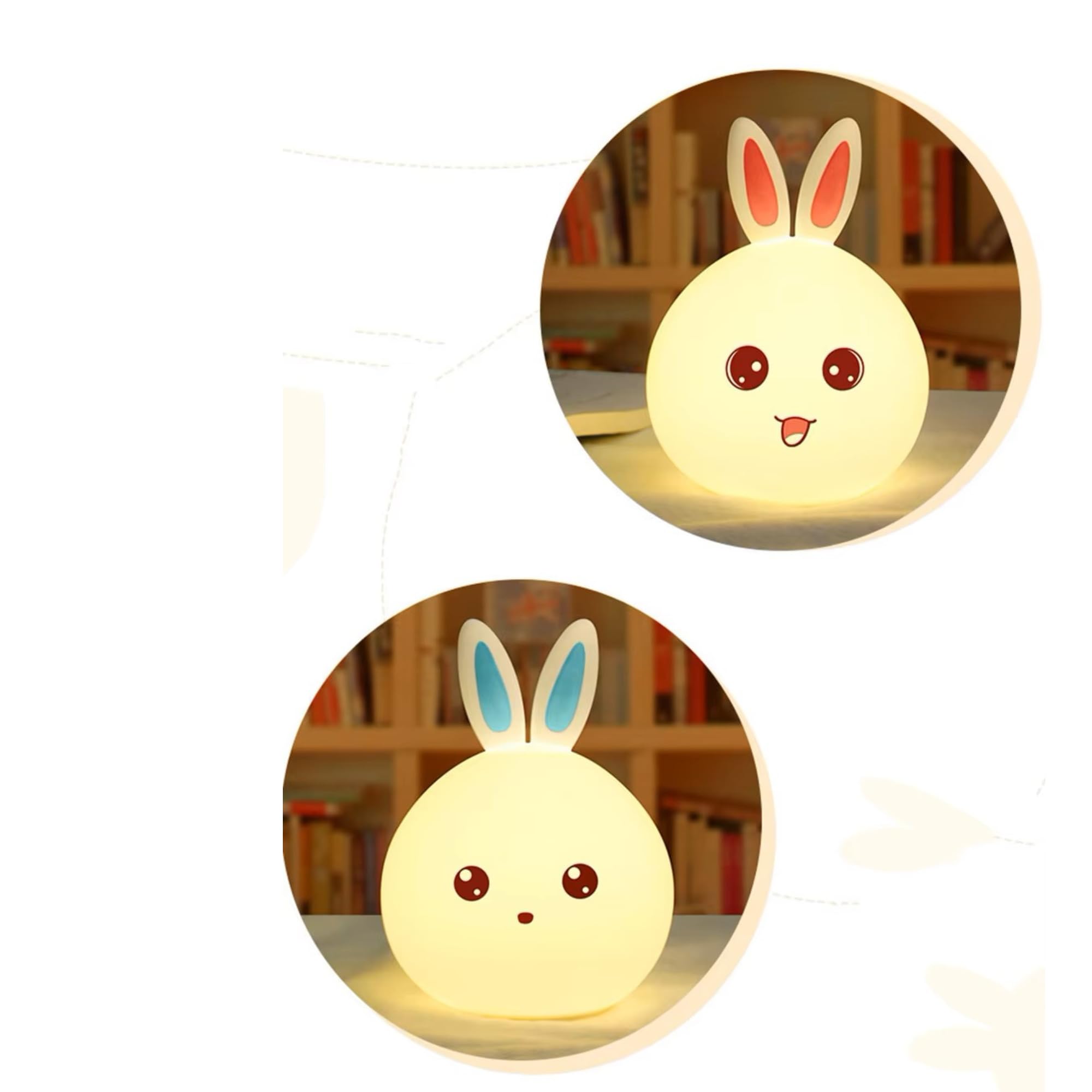 HUMAIZAR Silicone Bunny Rabbit Night Lamp – Soft LED Animal Light for Kids Room, Cute Rakhi Gift, Birthday Present for Baby Girls & Boys, Rechargeable Bedside Night Light 3