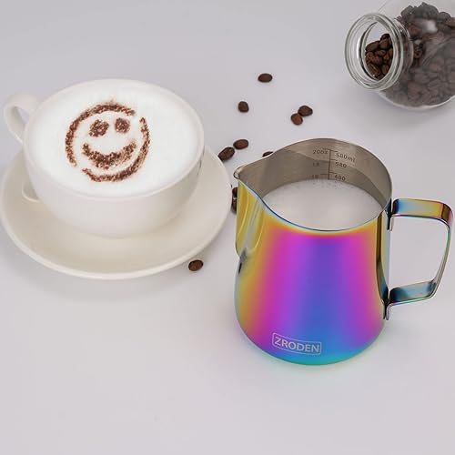 Miniatura 9 de Jarra de espuma de leche, 15 onzas, 15.2 fl oz, jarra de vapor de café de acero inoxidable, accesorios para máquinas de café capuchino, herramientas