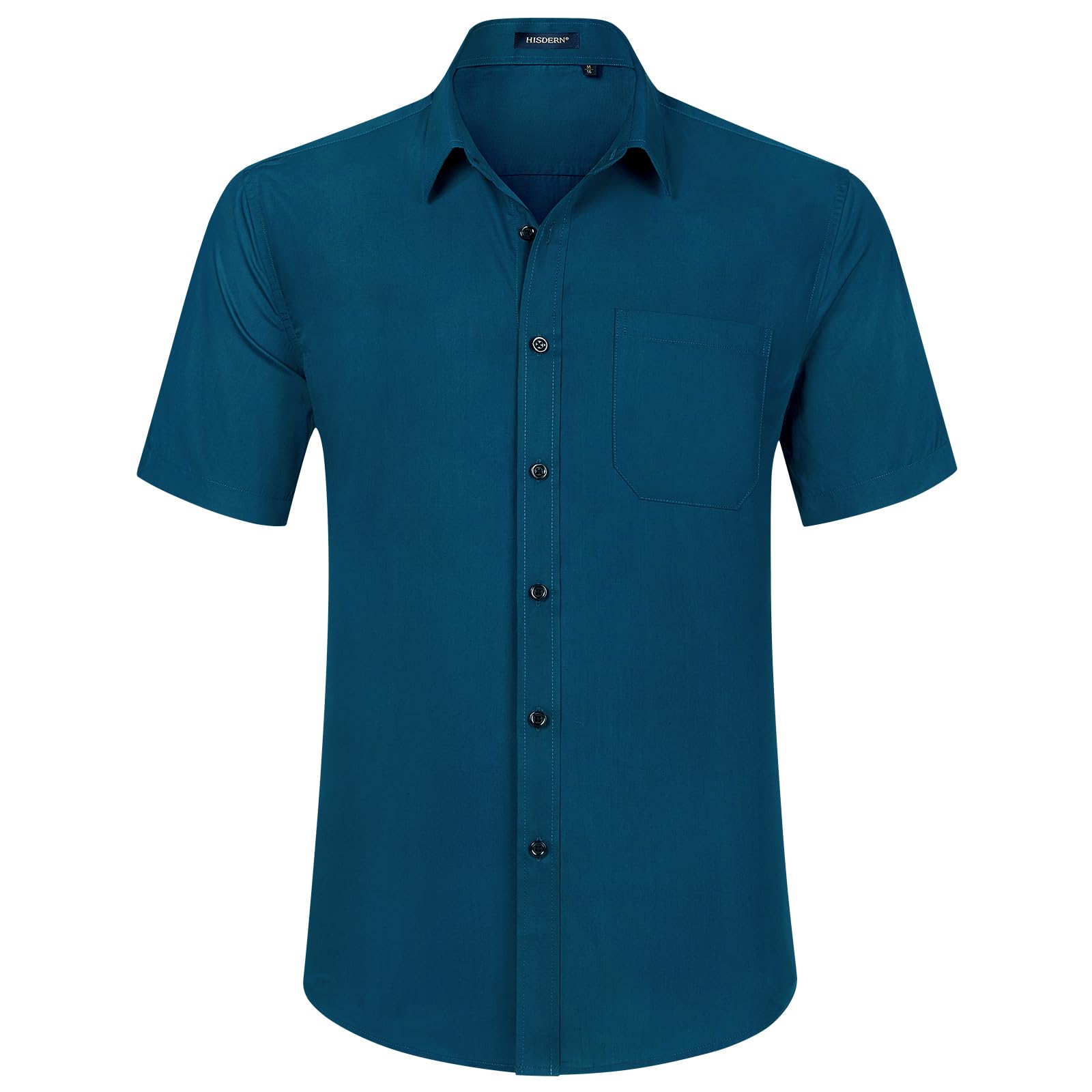 HISDERN Mens Short Sleeve Dress Shirts Solid Wrinkle Free Formal Summer Shirt Business Casual Stretch Button Down Shirts