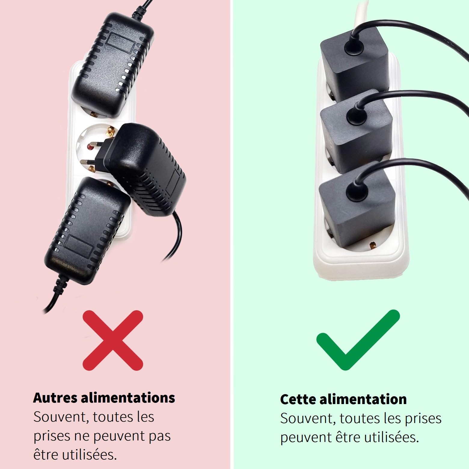 HN-Power 5V / 2A Bloc d'alimentation Compatible pour Yealink, Snom, Fanvil, Grandstream et d'autres téléphones IP - Adaptateurs étroits et économie d'énergie