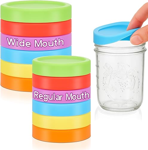 Miniatura 22 de 6 piezas de tapas de silicona de boca ancha para tarro de albañil, tapa gruesa a prueba de fugas para todos los tarros de albañil de boca ancha de