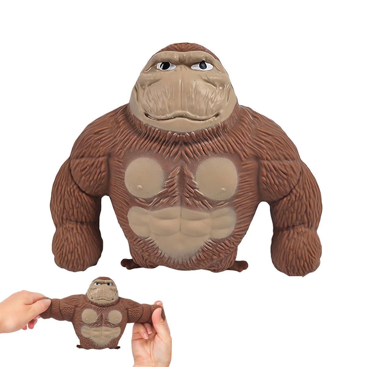 HAUZMLL Gorilla Squeeze Toy, Gorilla Stress Relief Toy for Adults, Brown Stretchable Squeeze Toy for Anxiety Relief & Hand Exercise
