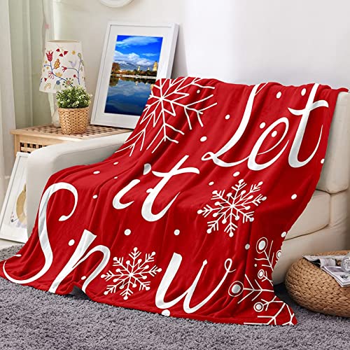 KnSam Plaid Couverture Polaire Flannel, 100x150cm, Flocons de Neige Let It Snow, Plaid Chaude et Douce pour Canapé, Chambre Cover