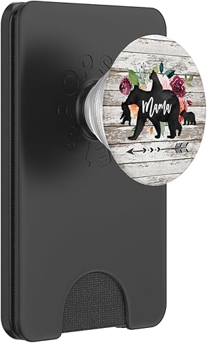 Miniatura 6 de Mama Bear Three Cubs White Barnwood Watercolor Floral PopSockets PopGrip agarre intercambiable para teléfonos y tabletas PopSockets MagSafe PopGrip