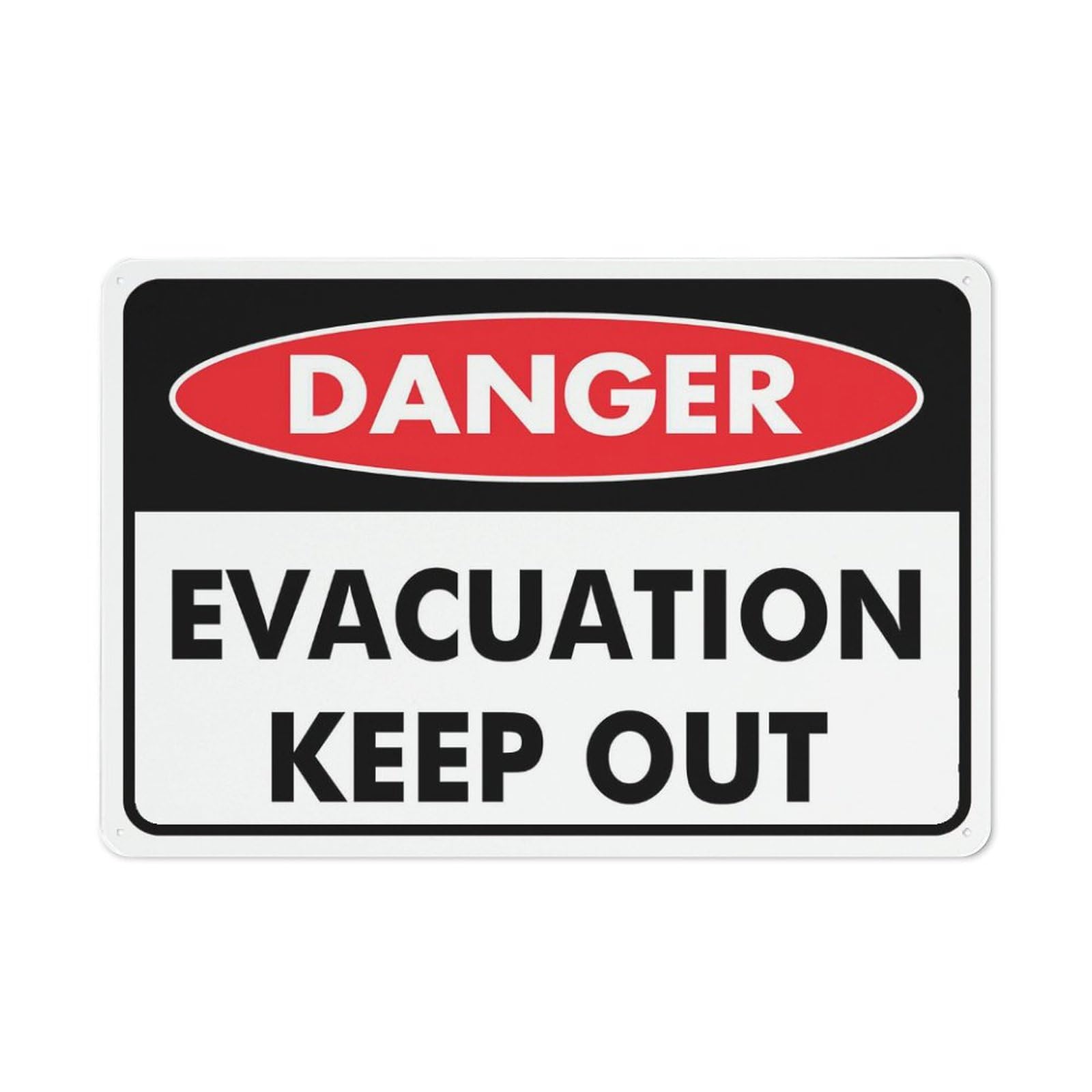 Danger - Evacuation (Keep Out) Sign, 8x12 Inch Tin Wall Decor for Garden & Yard