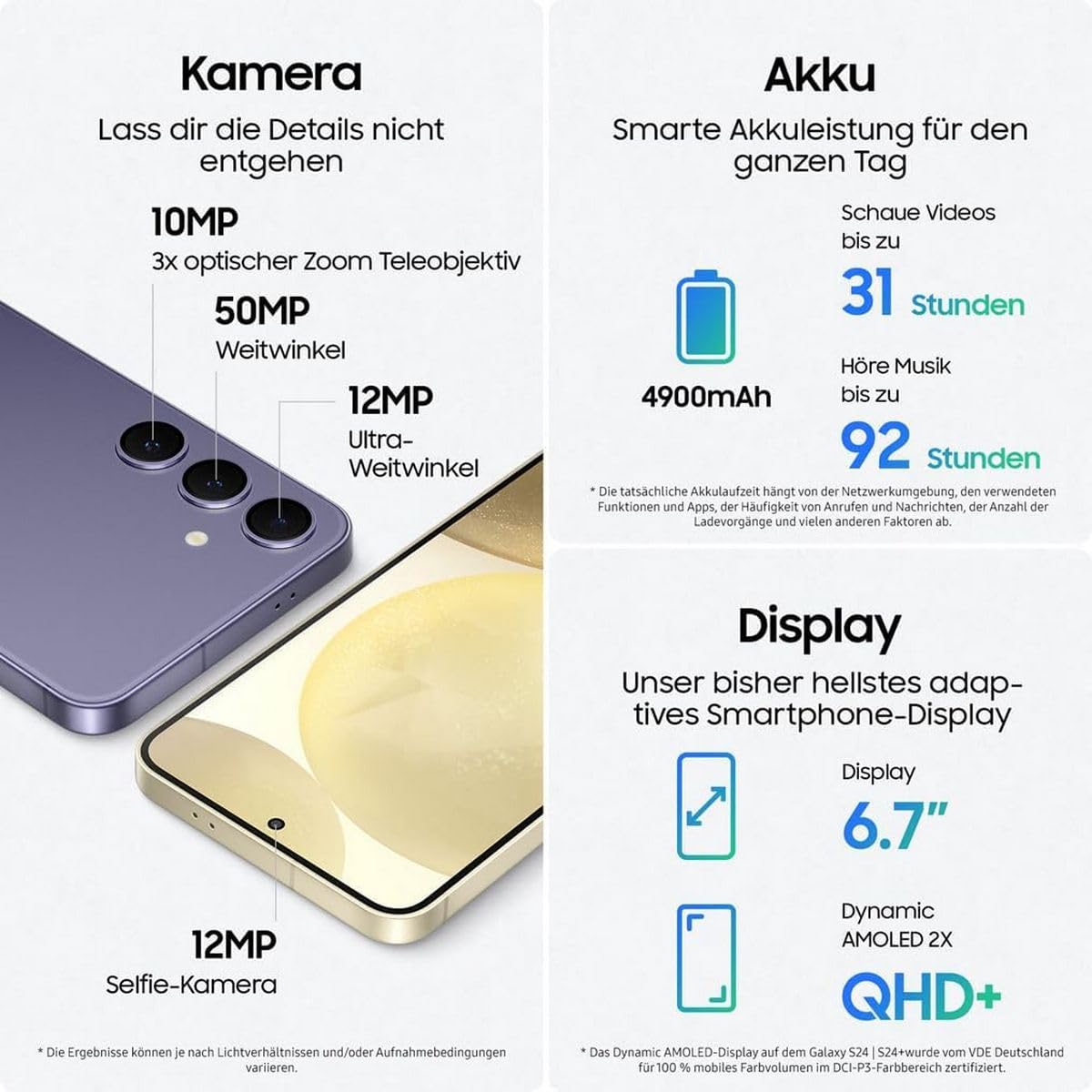 Samsung Galaxy S24+ 5G Smartphone Dual-SIM RAM 12 GB / Interner Speicher 256 OLED-Display 6.7" 3120 x 1440 Pixel 120 Hz Triple-Kamera 50 MP 10 front camera Onyx Black