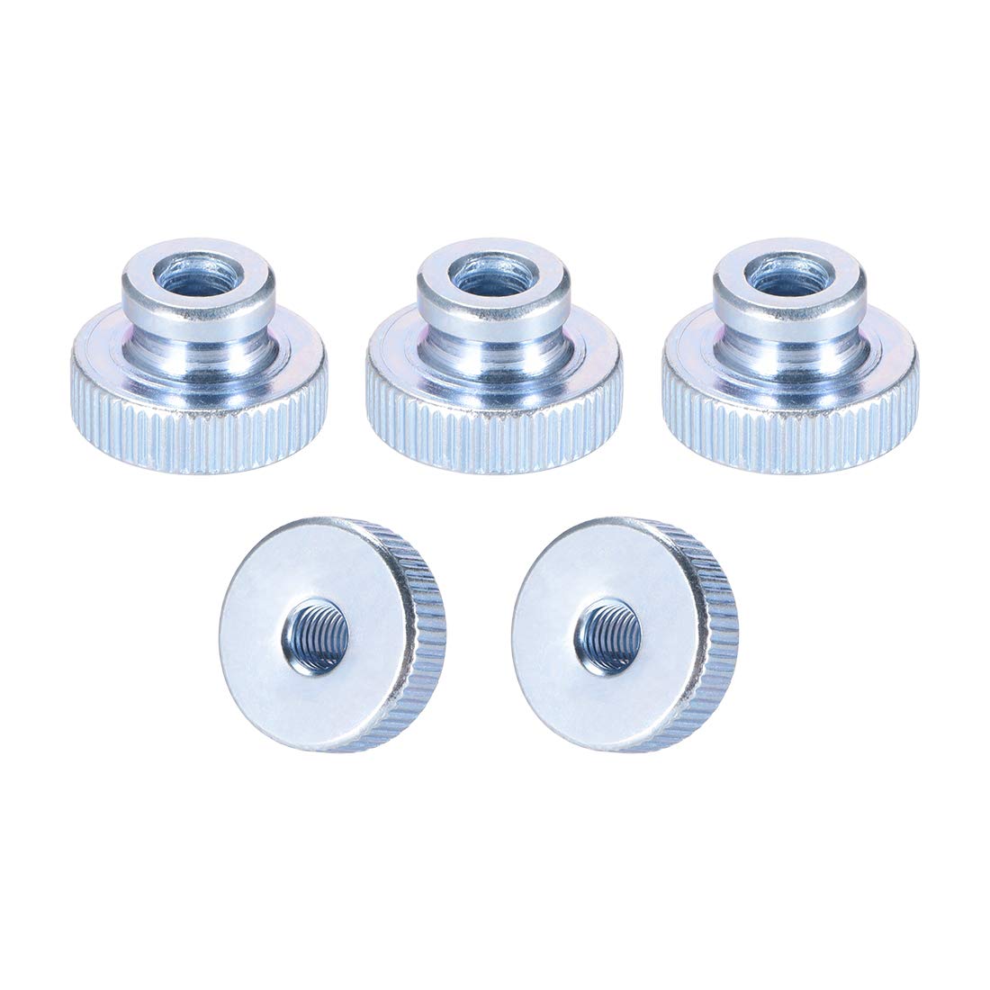 uxcell Knurled Thumb Nuts, 5Pcs M6x1mm Iron Round Knobs Fasteners for 3D Printer Parts, Silver Tone