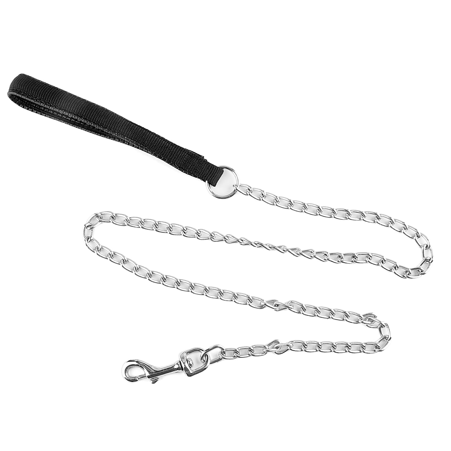 Bojueshaw Pet Collar with Metal Chain, Durable Dog Traction Rope with Comfortable Handle for Outdoor Walks Gardens