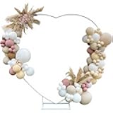 Heart-Shaped Wedding Arch with Stand,Metal 6.6 * 6.6ft Wedding Arch with Base Includes 2 Water Bags,Metal Ceremony Backdrop Stand for Outdoor/Indoor Weddings,Birthday,Decoration(White)