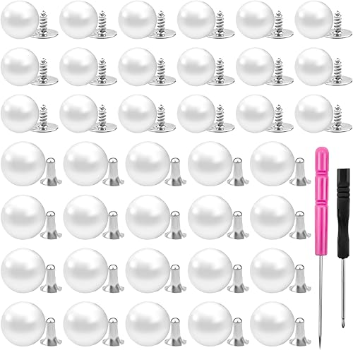 100 juegos de botones de perlas, botones sin coser, remaches de tornillo, botones de tachuelas, botones extraíbles y reutilizables, perlas,