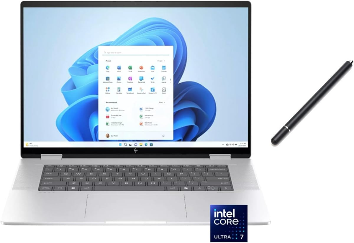 Laptop HP Envy 2 en 1 con pantalla táctil 2K de 16" | Intel Core Ultra 7 155U | Gráficos Intel | Cámara IR de 5MP | Retroiluminada | Plata | 16GB RAM DDR5 | 1024GB SSD | Windows 11 Home | Paquete con lápiz óptico