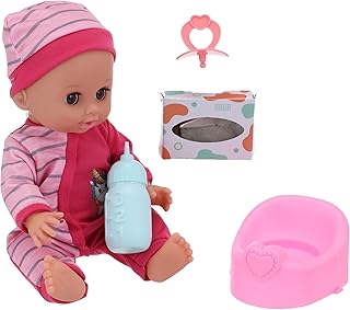 Awlad Farghaly WZB8809-4 Baby Doll with Red Striped Pajamas, 14-Inch Height